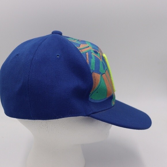Monster Energy Vintage 90s Y2K Blue Neon Green Logo Fitted Baseball Hat 7.5 - Picture 5 of 9